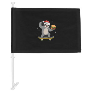 CHRISTMAS SLOTH Funny Christmas Skateboard Sloth ( Car Flag