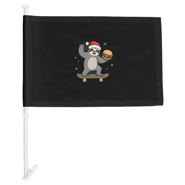 CHRISTMAS SLOTH Funny Christmas Skateboard Sloth ( Car Flag (Front)