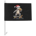CHRISTMAS SLOTH Funny Christmas Skateboard Sloth Car Flag