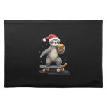 CHRISTMAS SLOTH Funny Christmas Skateboard Sloth Cloth Placemat