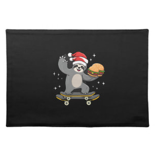 CHRISTMAS SLOTH Funny Christmas Skateboard Sloth ( Cloth Placemat