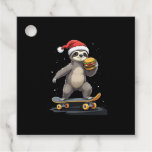 CHRISTMAS SLOTH Funny Christmas Skateboard Sloth Favor Tags