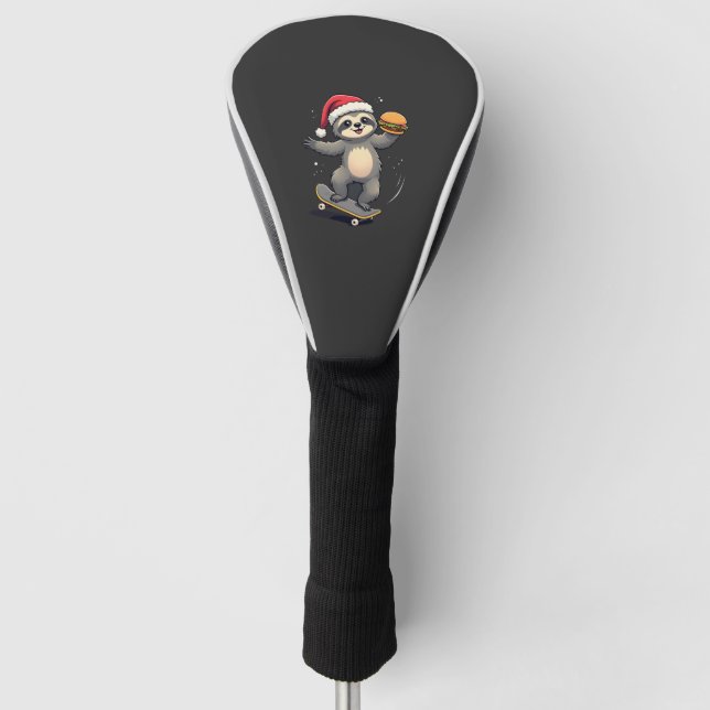 CHRISTMAS SLOTH Funny Christmas Skateboard Sloth ( Golf Head Cover (Front)
