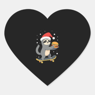 CHRISTMAS SLOTH Funny Christmas Skateboard Sloth ( Heart Sticker