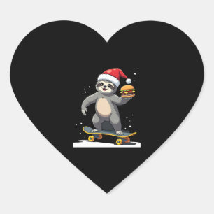 CHRISTMAS SLOTH Funny Christmas Skateboard Sloth ( Heart Sticker