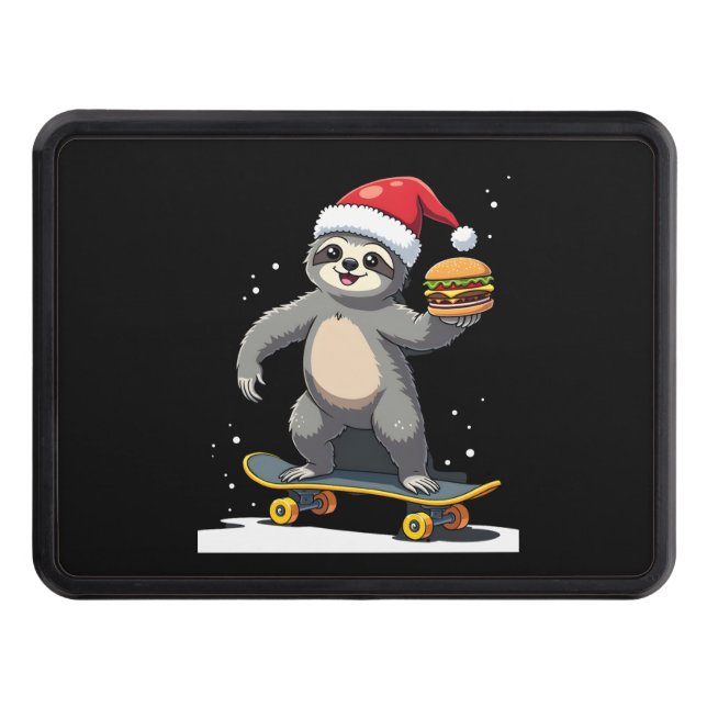CHRISTMAS SLOTH Funny Christmas Skateboard Sloth ( Hitch Cover (Front)