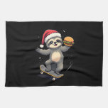 CHRISTMAS SLOTH Funny Christmas Skateboard Sloth ( Kitchen Towel