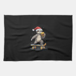 CHRISTMAS SLOTH Funny Christmas Skateboard Sloth Kitchen Towel