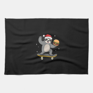 CHRISTMAS SLOTH Funny Christmas Skateboard Sloth ( Kitchen Towel