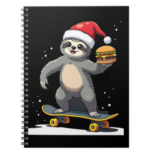 CHRISTMAS SLOTH Funny Christmas Skateboard Sloth ( Notebook