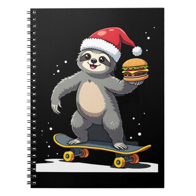 CHRISTMAS SLOTH Funny Christmas Skateboard Sloth ( Notebook (Front)