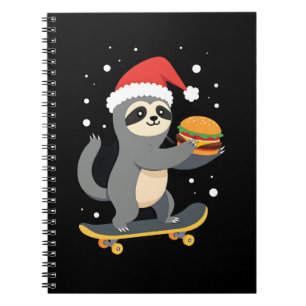 CHRISTMAS SLOTH Funny Christmas Skateboard Sloth ( Notebook
