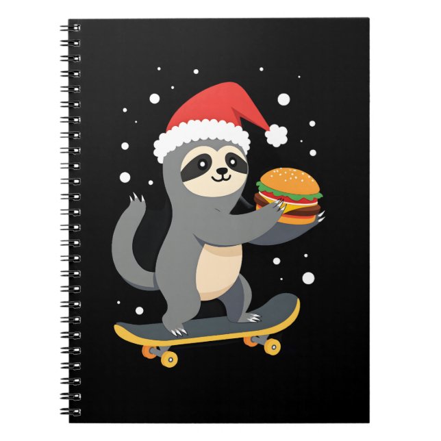 CHRISTMAS SLOTH Funny Christmas Skateboard Sloth ( Notebook (Front)