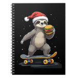 CHRISTMAS SLOTH Funny Christmas Skateboard Sloth Notebook