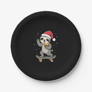 CHRISTMAS SLOTH Funny Christmas Skateboard Sloth ( Paper Plates
