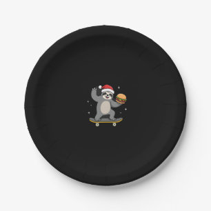 CHRISTMAS SLOTH Funny Christmas Skateboard Sloth ( Paper Plates