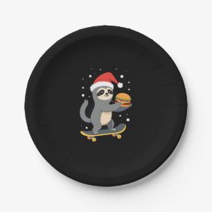 CHRISTMAS SLOTH Funny Christmas Skateboard Sloth ( Paper Plates