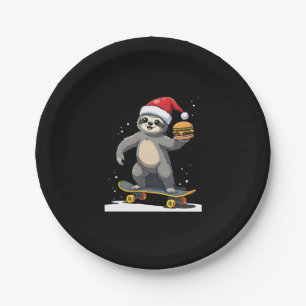 CHRISTMAS SLOTH Funny Christmas Skateboard Sloth ( Paper Plates
