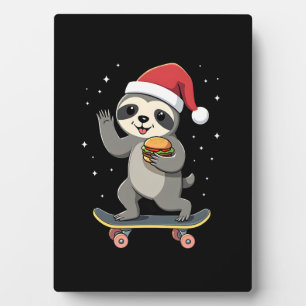 CHRISTMAS SLOTH Funny Christmas Skateboard Sloth ( Plaque
