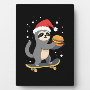 CHRISTMAS SLOTH Funny Christmas Skateboard Sloth ( Plaque