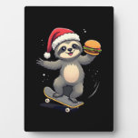 CHRISTMAS SLOTH Funny Christmas Skateboard Sloth ( Plaque
