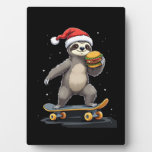 CHRISTMAS SLOTH Funny Christmas Skateboard Sloth Plaque