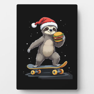 CHRISTMAS SLOTH Funny Christmas Skateboard Sloth Plaque