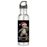 CHRISTMAS SLOTH Funny Christmas Skateboard Sloth Stainless Steel Water Bottle