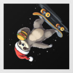 CHRISTMAS SLOTH Funny Christmas Skateboard Sloth Wall Decal