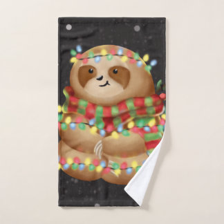 Christmas sloth hand towel
