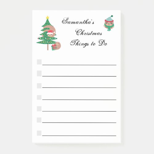 Christmas Sloth Holiday Personalized Check List Po Post_it Notes