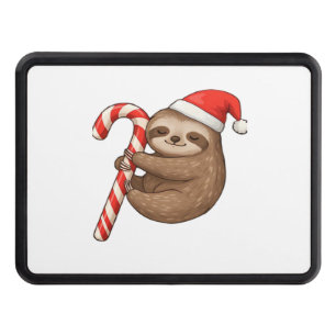 Christmas Sloth Hugging Candy Cane Classic T-Shirt Hitch Cover