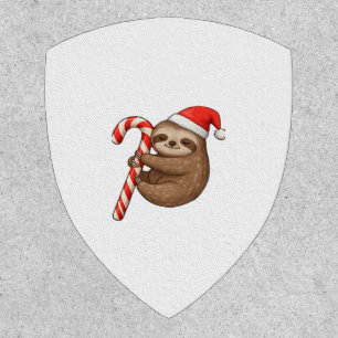 Christmas Sloth Hugging Candy Cane Classic T-Shirt Patch