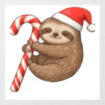 Christmas Sloth Hugging Candy Cane Classic T-Shirt Wall Decal