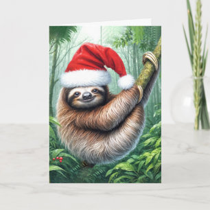 Christmas Sloth In Rainforest Card