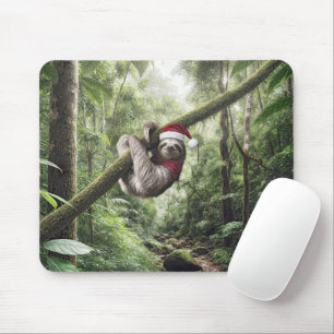 Christmas Sloth In Rainforest Mouse Pad