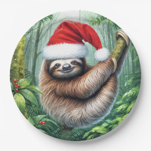 Christmas Sloth In Rainforest Paper Plates