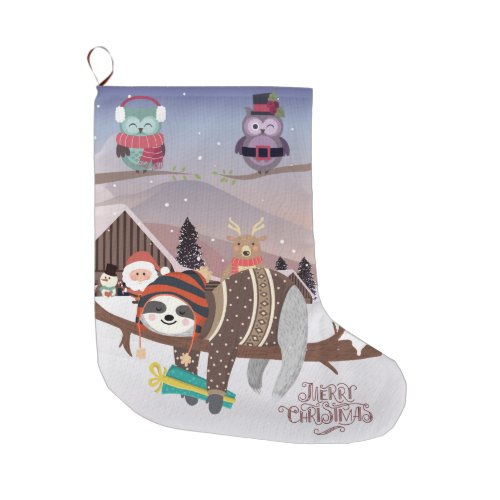 Christmas Sloth Large Christmas Stocking