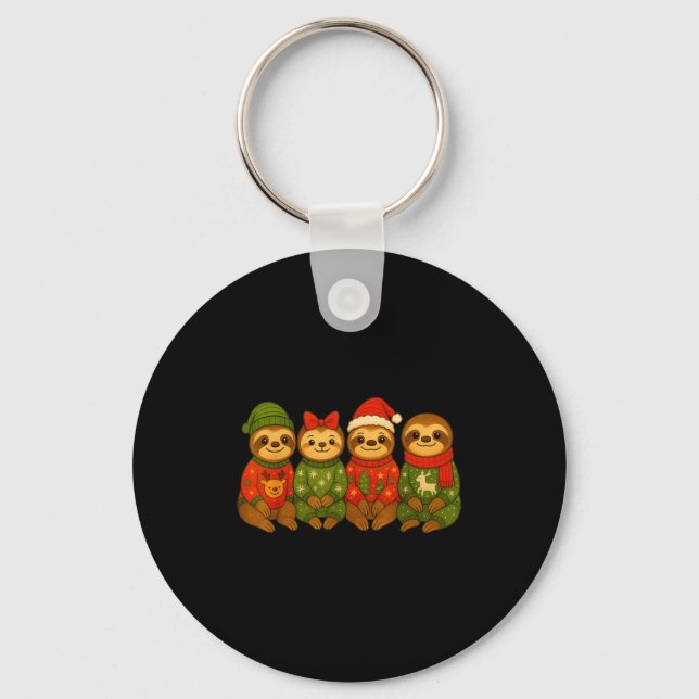 Christmas Sloth Matching Family Xmas Pajama Men Wo Keychain (Front)