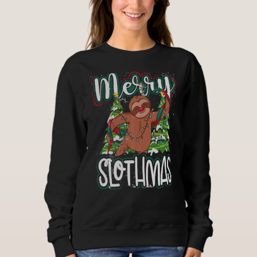 Christmas Sloth Merry Slothmas Lazy Pajama Premium Sweatshirt