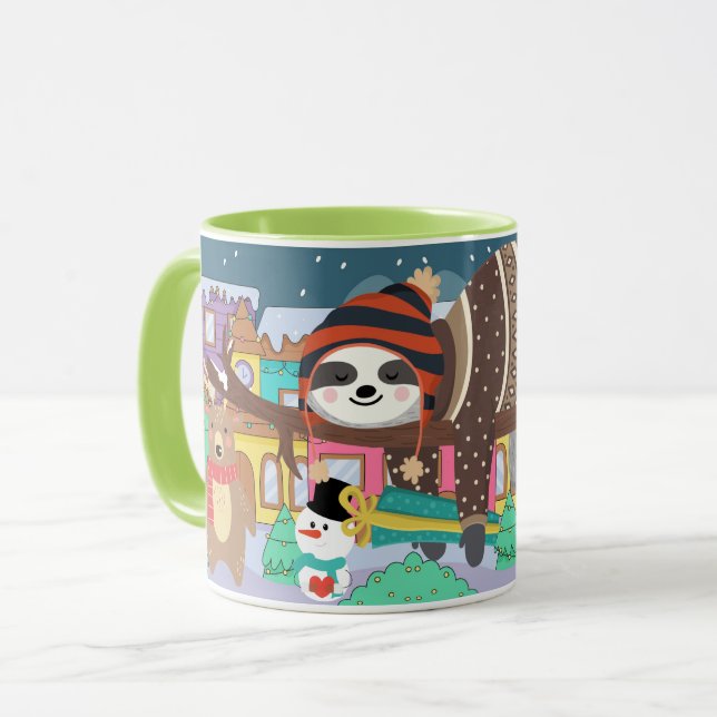 Christmas Sloth Mug (Front Left)