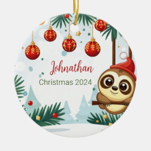 Christmas Sloth Personalized Ornament