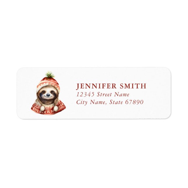 Christmas Sloth Return Address Labels (Front)