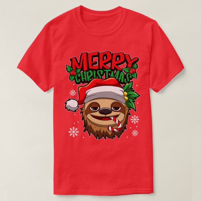 Christmas Sloth Sweet Christmas Animals Lazy T-Shirt (Design Front)