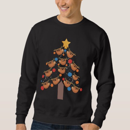 Christmas Sloth Tree Animal Decor Winter xmas Zoo Sweatshirt
