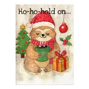 Christmas sloth with hot cocoa photo print