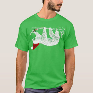 Christmas Sloth With Santa Hat T-Shirt