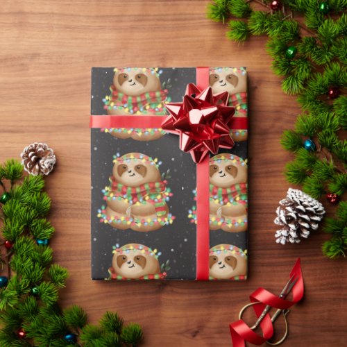 Christmas sloth   wrapping paper