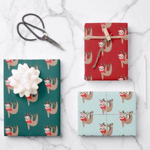 Christmas Sloths Wrapping Paper Sheets