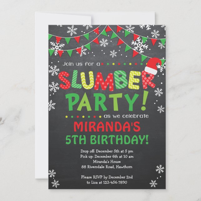 Christmas Slumber Party Invitation (Front)